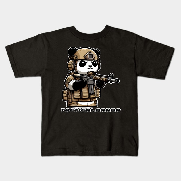 Tactical Panda Kids T-Shirt by Rawlifegraphic